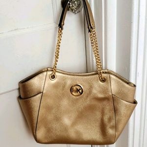 Michael Kors chain shoulder tote leather with zipp